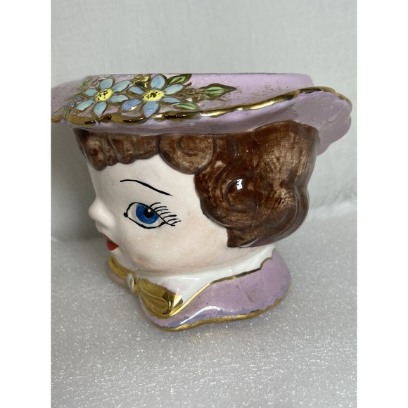 HTF VINTAGE LEFTON Large Lady Head Vase, Home Decor, 1960 - Picture 5 of 11